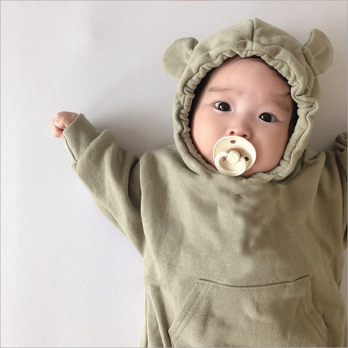 ins Spring and Autumn Baby Cute Bear Romper Suit for Male and Female Baby Long Sleeve Hooded Sweatshirt Covered One-piece Harness