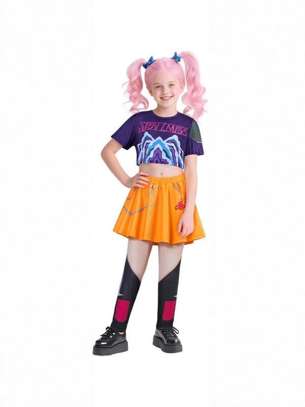 跨境 欧美新款女孩恶魔猎人 流行歌手万圣节服装装扮舞台套装服装|undefined