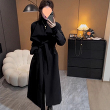 欧货网红高档冬季款大衣加厚保暖名媛风别致毛呢长款呢子风衣外套