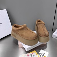 欧货2025年冬季新款一脚蹬包头半拖松糕厚底外穿加绒勃肯雪地靴女