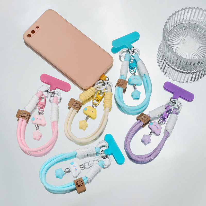 New Product Xiaohongshu Cute Creative Cloud Star Keychain Girly Mobile Phone Lanyard Wrist Strap Hanging Chain