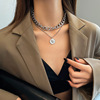 Accessory, metal chain, human head, pendant, necklace, European style, simple and elegant design