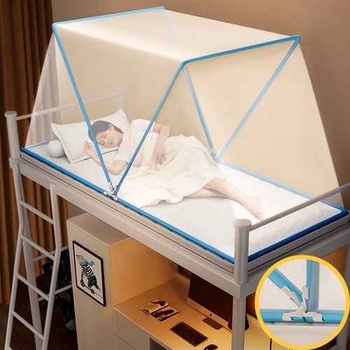 学生宿舍折叠蚊帐2024新款家用单人床免安装帐篷上下床罩室内