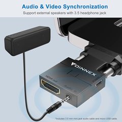 VGA to HDMI adapter with audio vga male to hdmi female laptop computer connected to monitor cable