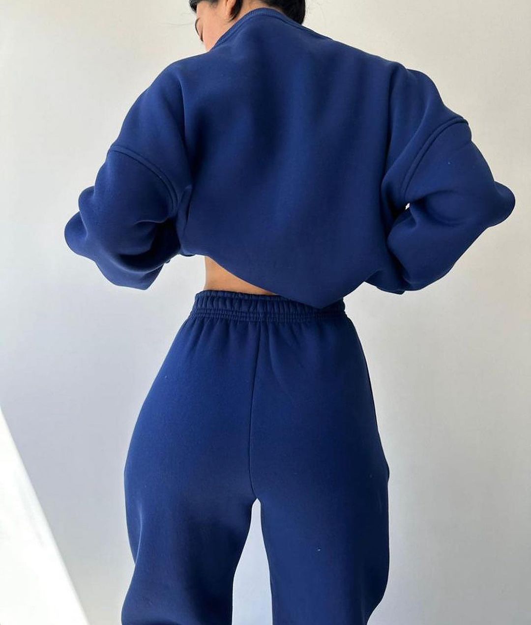 Damenbekleidung neuer Anzug mit langen Ärmeln und Rundhalsausschnitt, lässiges Sweatshirt, elastische Sporthose, zweiteiliger Anzug_voghion.com