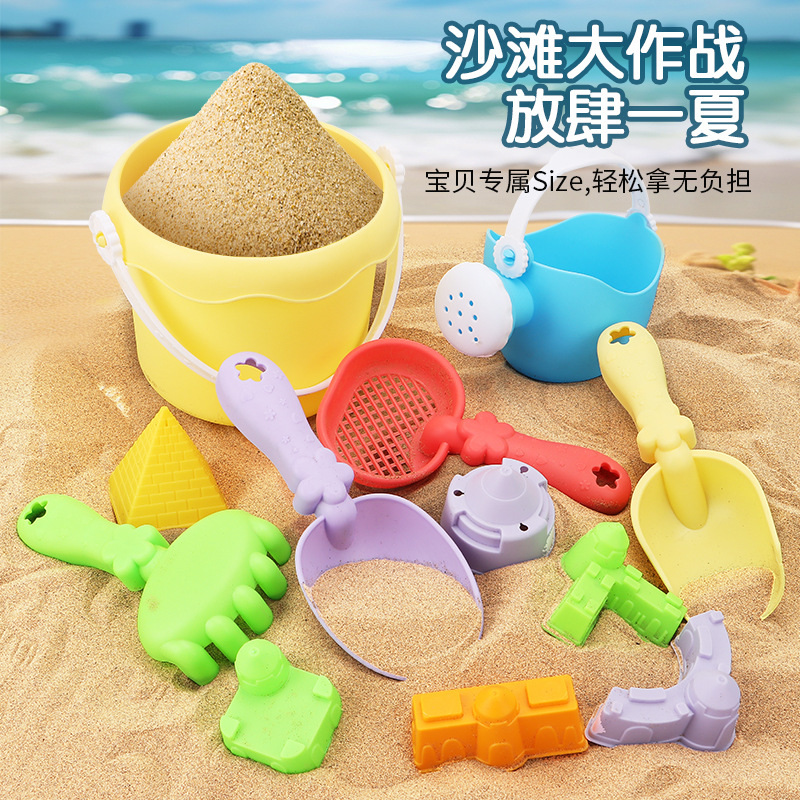 Juego de juguetes de playa para niños, bebé cava arena, juega en la arena, juega en el agua, reloj de arena, pala grande, cubo de playa resistente a la caída