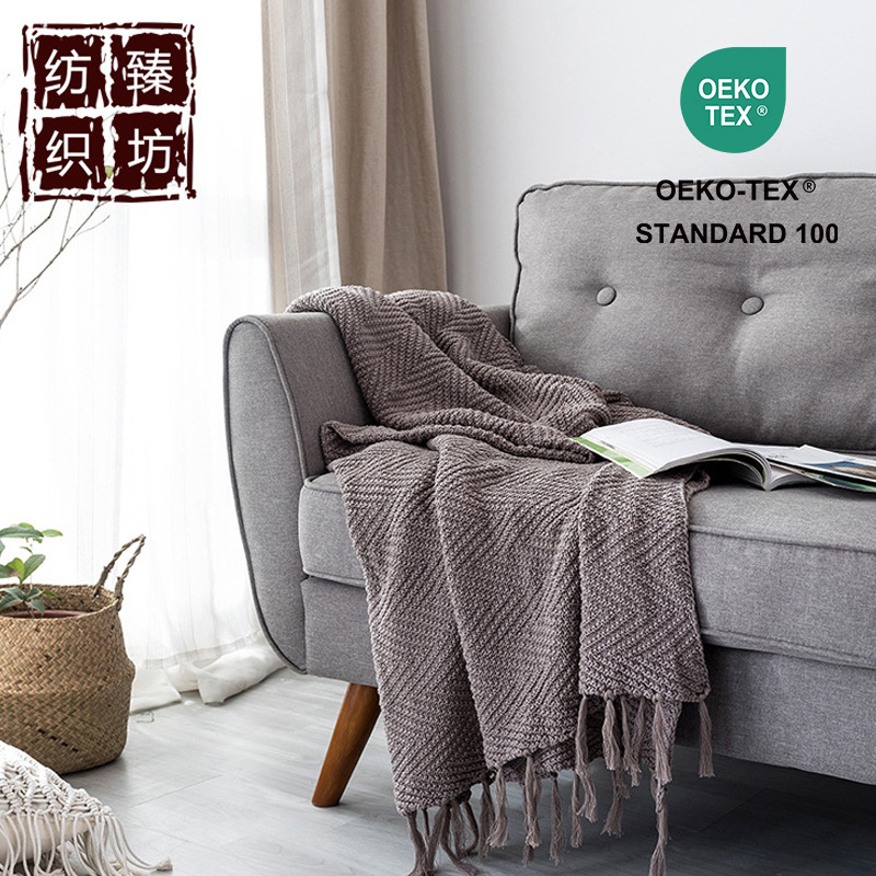 새로운 z 패턴 면 니트 담요 에어컨 담요 사무실 담요 소파 커버 담요 사진 소품 간단한 스타일