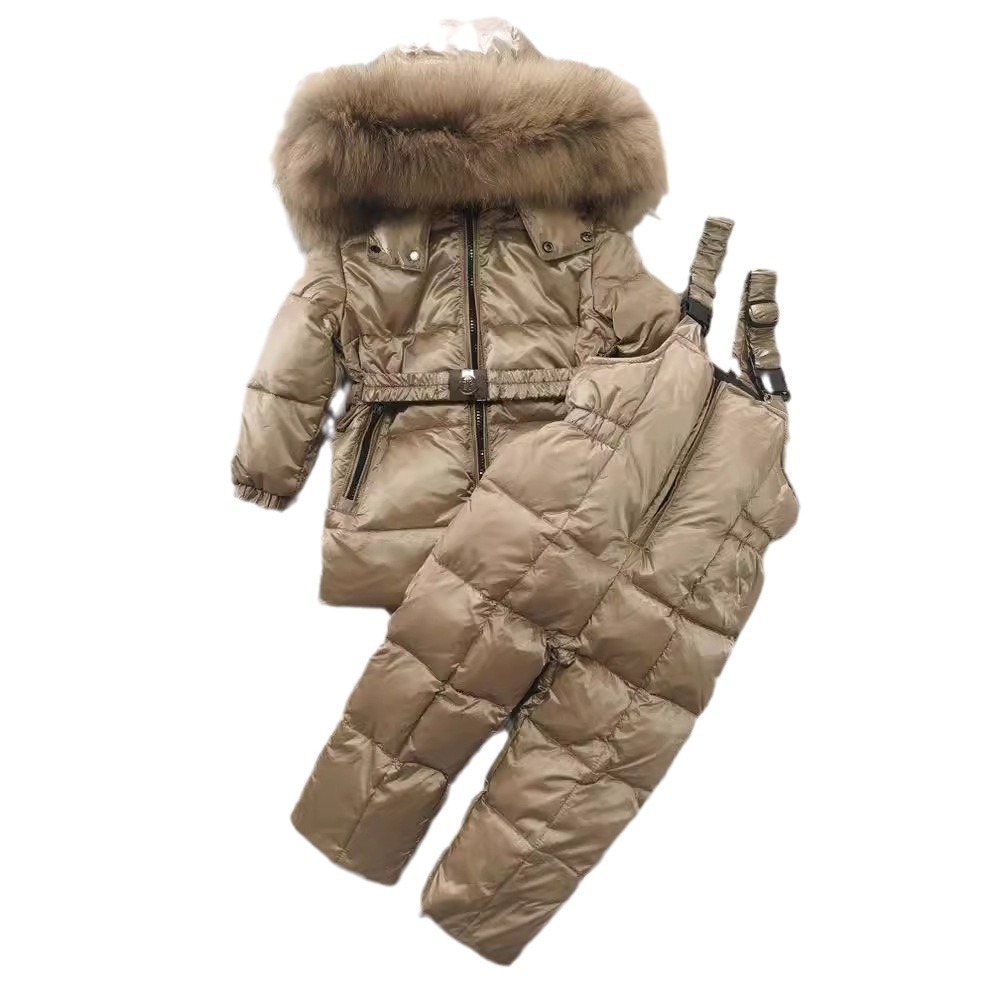 Otroška oblačila, otroške puhovke, otroški kompleti puhovk, krzneni ovratnik, topel dvodelni komplet_voghion.com