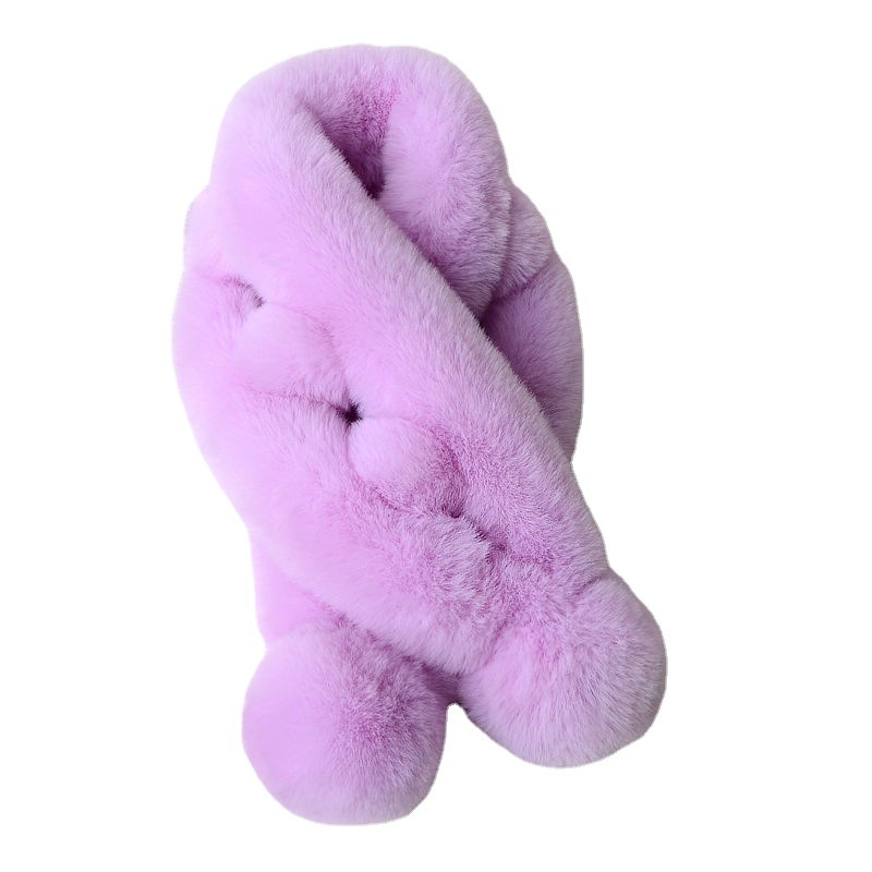 Bufanda Cruzada de Peluche de Dos Tubos, Térmica, para Salir en Invierno