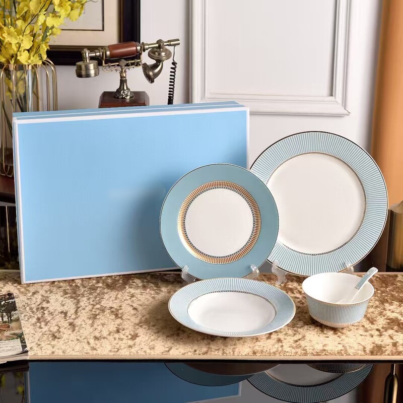 European-Style Light Luxury Eternal Light Dinner Plate Ceramic Tableware High-End Exquisite W Bowl Spoon Plate Set Dessert Breakfast Plate European-Style Light Luxury Eternal Light Dinner Plate Ceramic Tableware High-End Exquisite W Bowl Spoon Plate Set Dessert Breakfast Plate