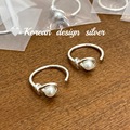 韩国东大门银饰品 S925纯银简约气质绳套缠绕贝珠戒指开口女