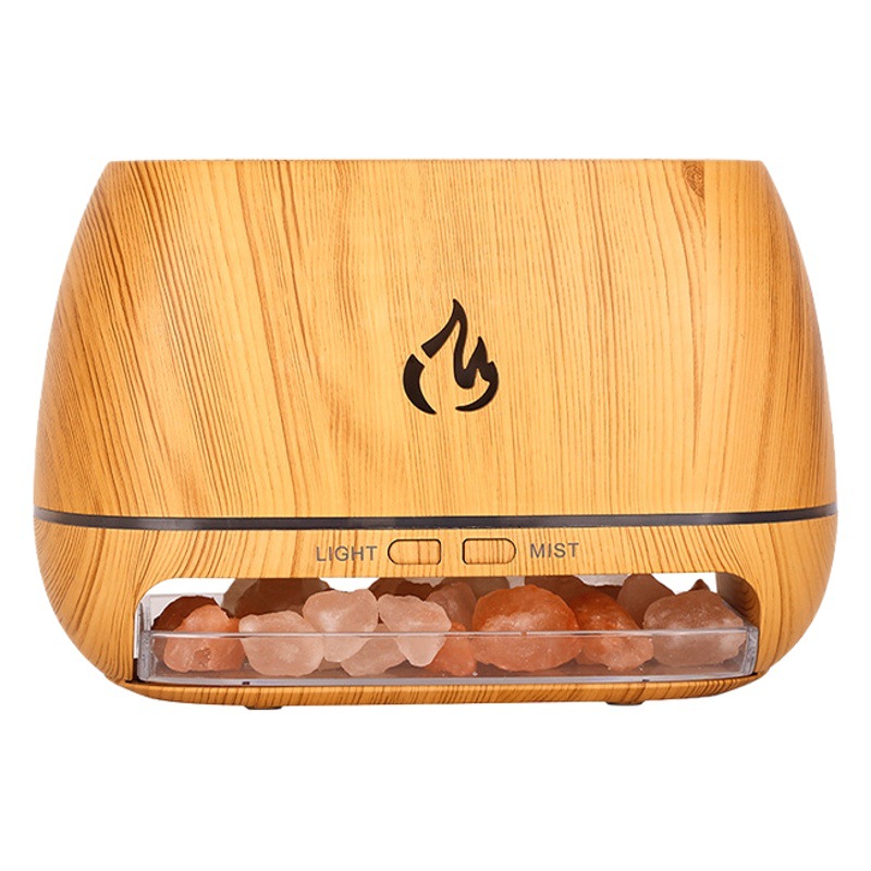 Simulación llama grano de madera máquina aromaterapia humidificador 7 luces de colores brillante niebla volumen hogar humidificador difusor de aceite esencial
