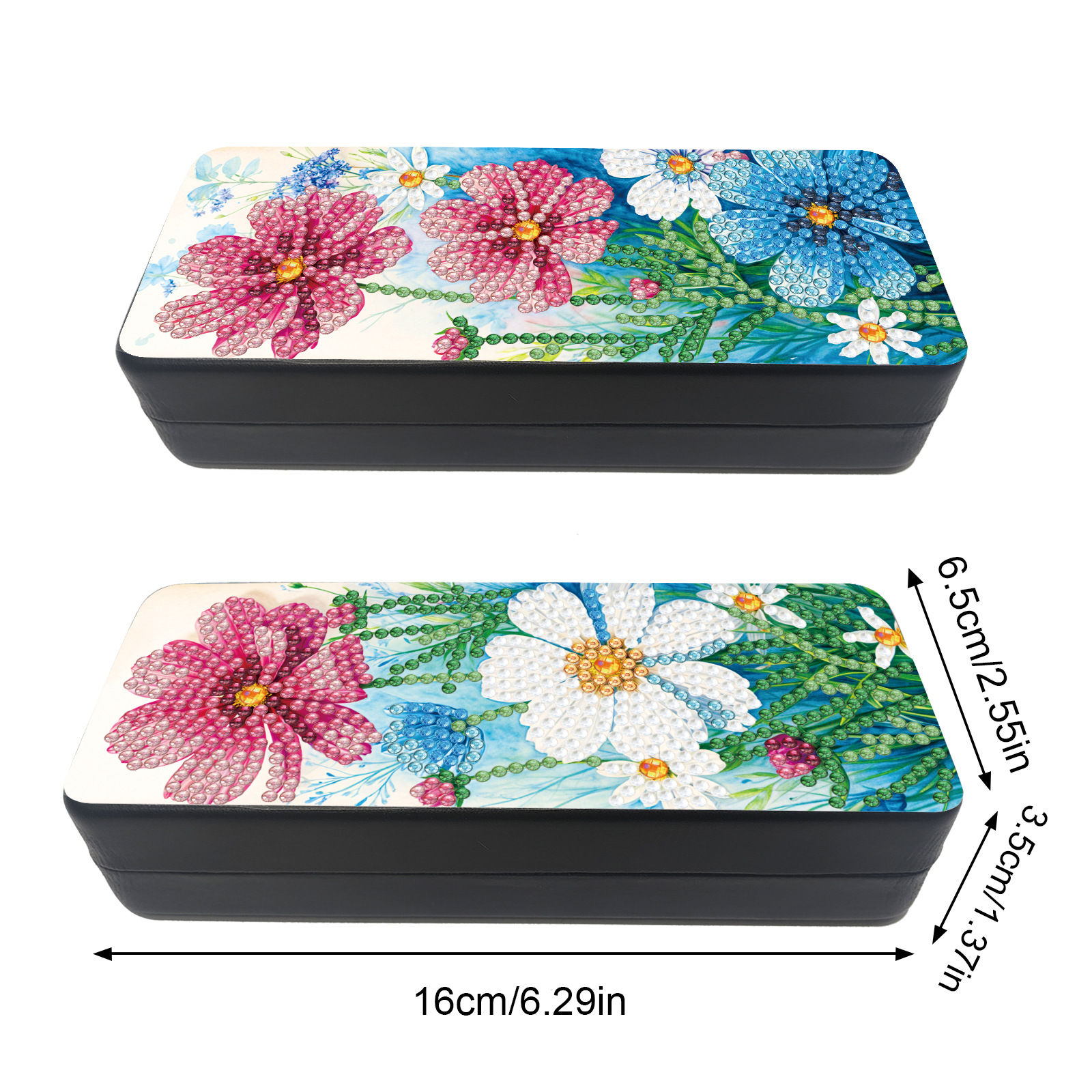 Transfronterizos para pintura de diamantes caja de perímetro hecha a mano DIY puntual pintura pegada caja de regalo dibujos animados 5D caja de gafas almacenamiento