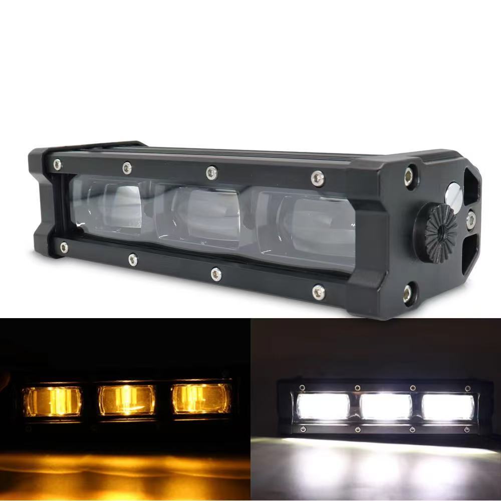 Car single-row 6D lens strip light LED off-road vehicle light truck 12V 24V front bumper grille auxiliary light