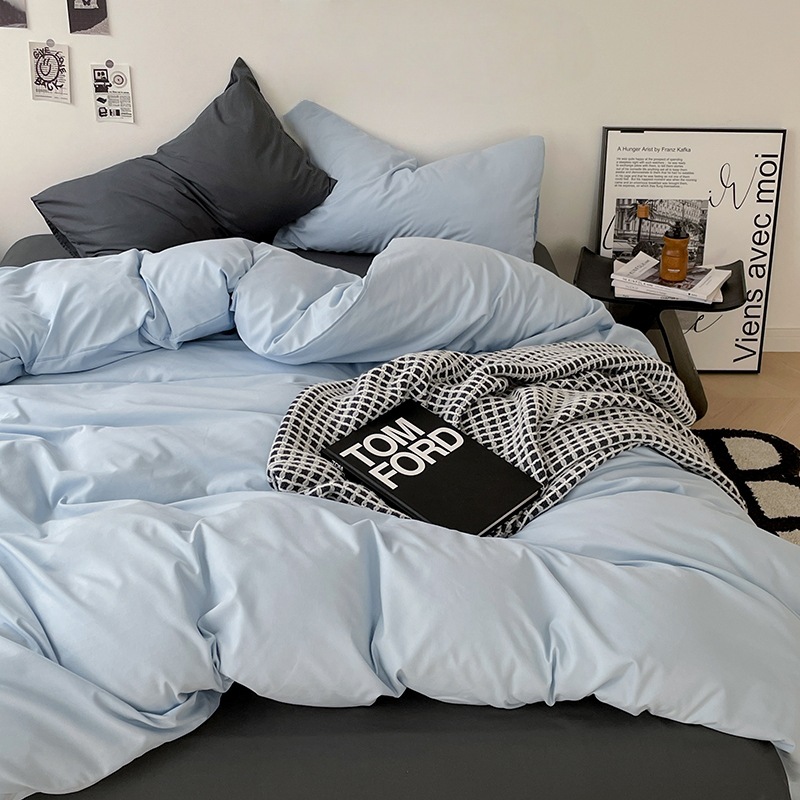 Cama de cuatro piezas A clase madre y bebé dormir desnudos ropa de cama de algodón lavado con agua cubierta cama dormitorio cama de tres piezas