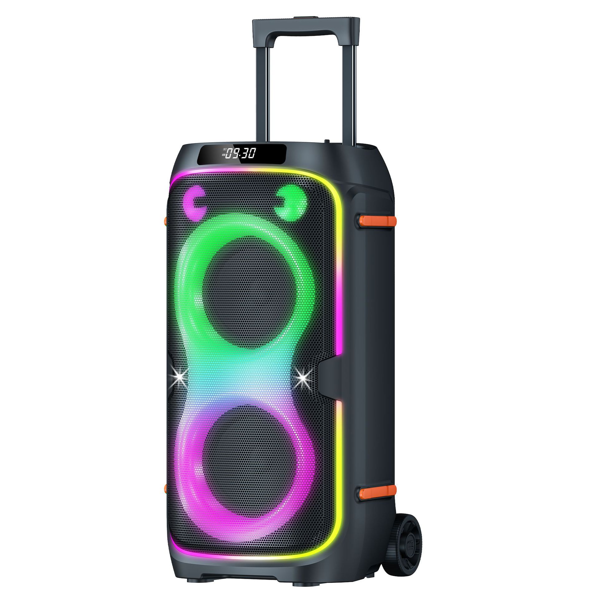 Dual altavoces RGB luz de color barra de tracción de sonido altavoz Bluetooth de alta potencia al aire libre danza cuadrada K canción sonido móvil