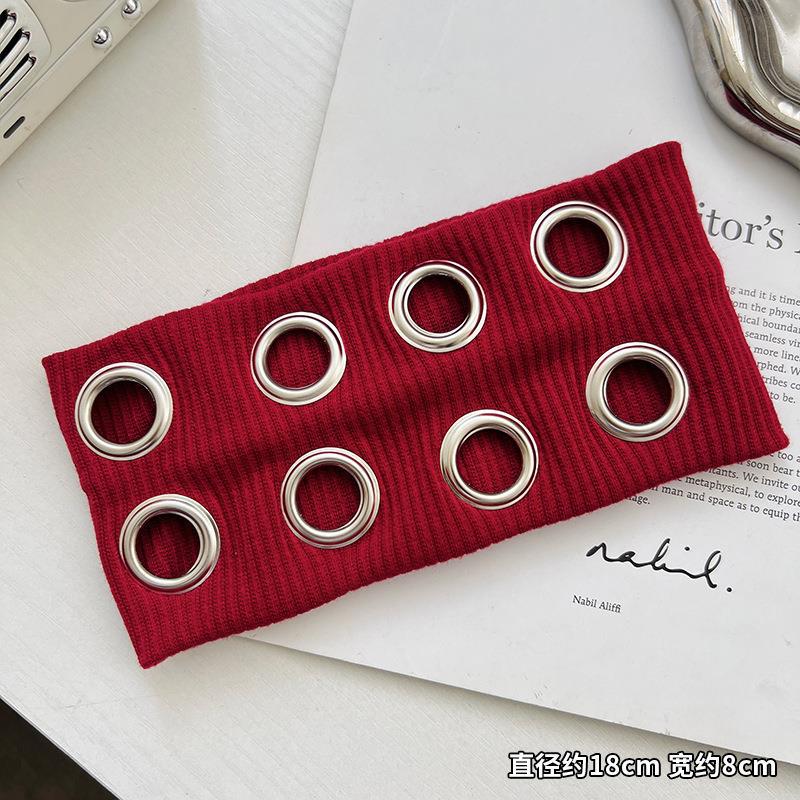 Transfronterizos europeos y estadounidenses correa de cabello personalizada correa de cabello metálica hueca retro banda de cabello elástica punk ancha para mujeres toques de cabello