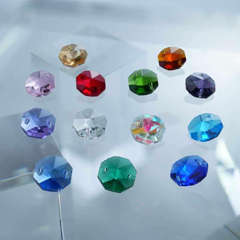 Crystal octagonal beads bead curtain loose beads glass beads lighting diy jewelry material accessories factory wholesale
