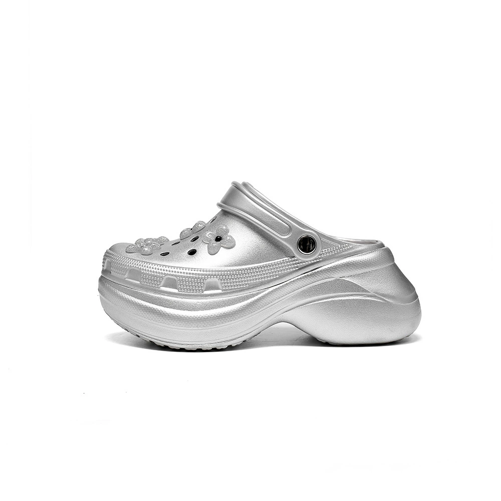 Summer footwear platform, silver shoes, slippers, soft sole