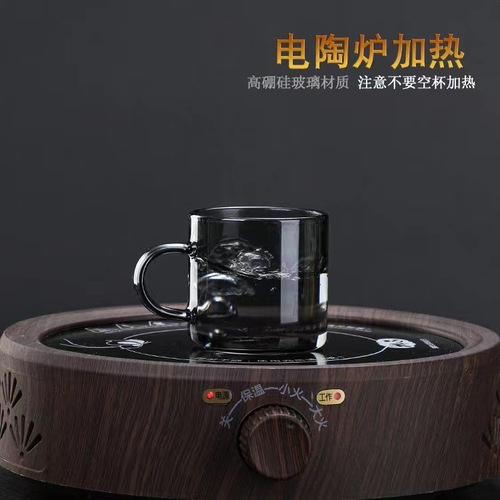 Manufacturer wholesale smoke gray glass small teacup translucent black small cups high-temperature tea cup owner cup small handle cup