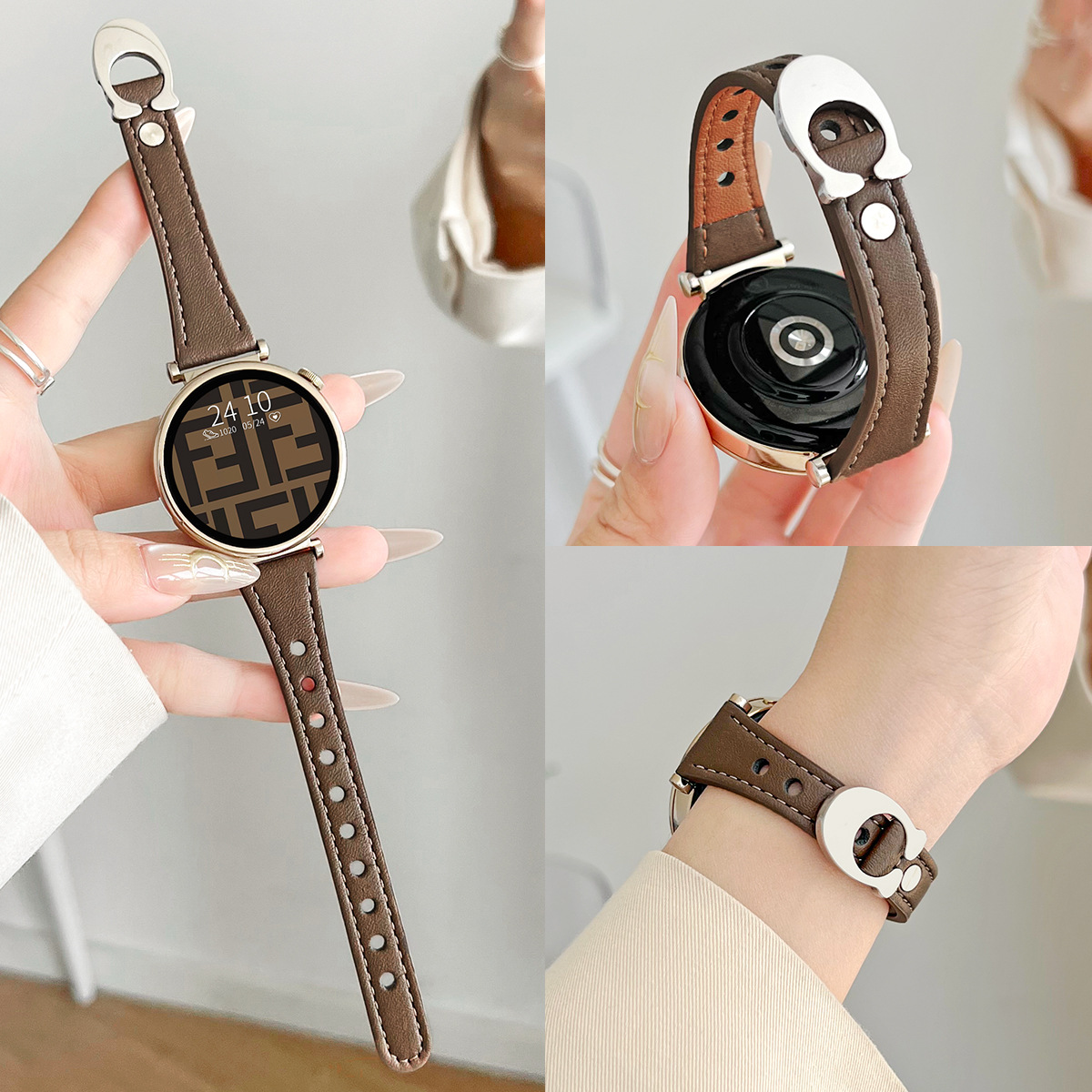 Suitable for Huawei Gt5/6 Watch Strap, New Chanel Style 5Pro Genuine Leather Women's Watch Gt4 High-End Women's Model for Summer