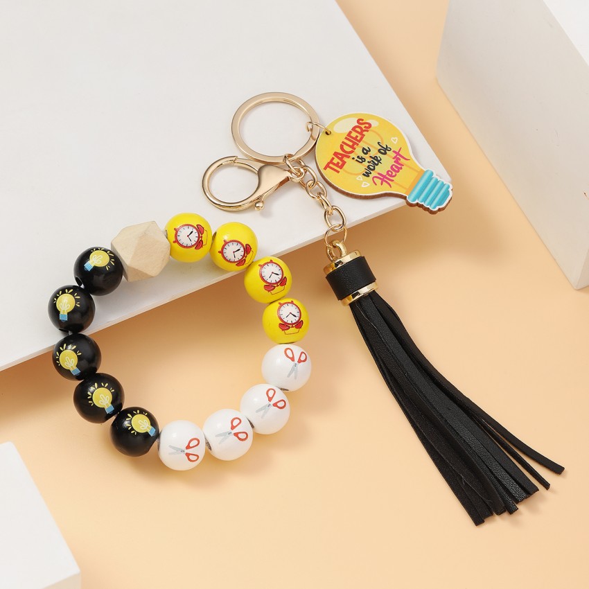 35g Weight Keychain Classification 1 Piece Quantity School, Graduation Occasion Acrylic, Wood Material Teachers' Day Festival Book, Letter, Tassel Pattern Unisex Gender Beaded Design Modern Style Style Modern Style Book Letter Tassel Arylic Wood Beaded Teachers' Day Unisex Keychain 9
