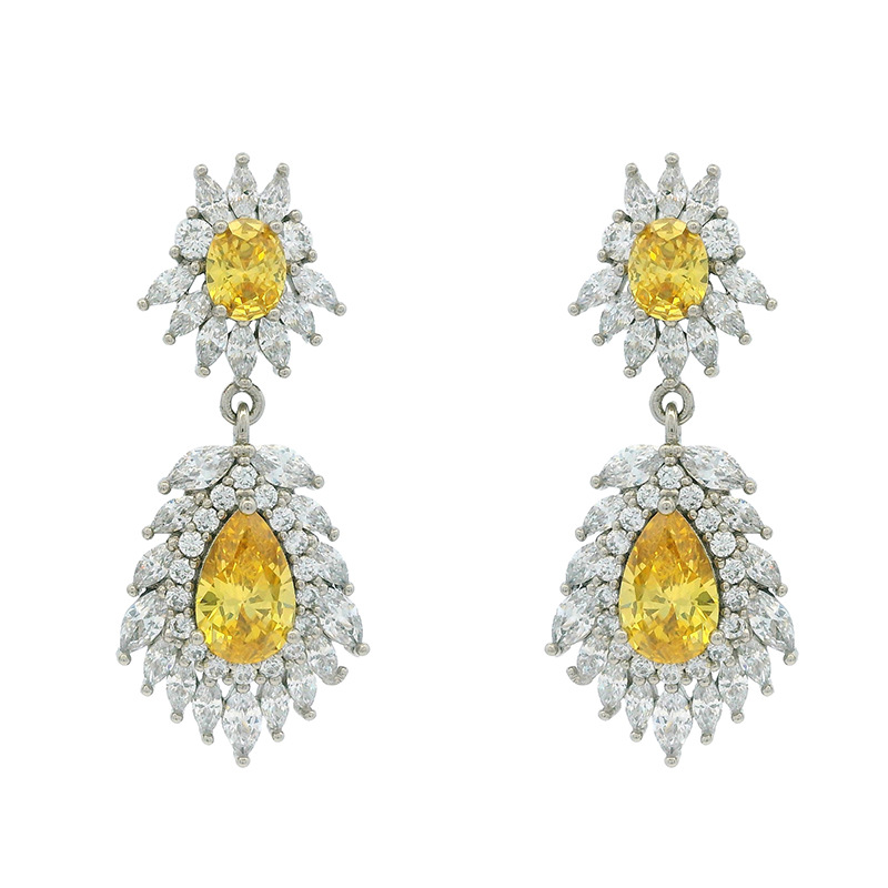 Joyería Xuping oro platino gota de agua pendientes de diamantes gemas de color estilo europeo y americano exagerado alta sensación pendientes para mujeres