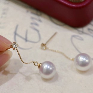 18K Gold Accessories Beads Diamond Earrings Diamond Inlay Reference Beads 7-8mm Diamond 0.1 Carat Without Beads