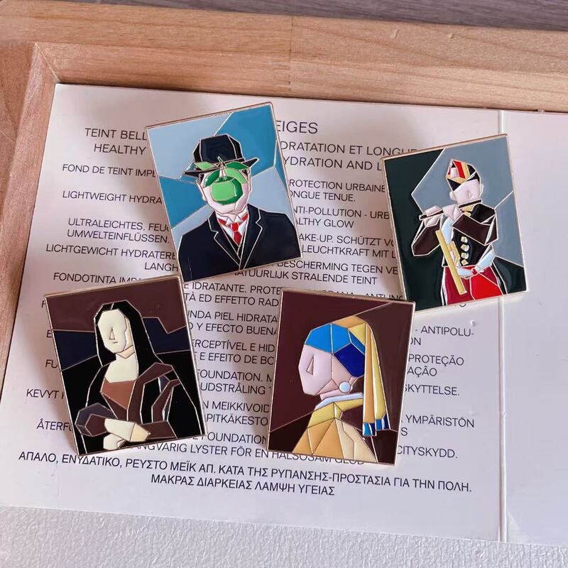 World famous painting retro badge abstract art portrait oil painting clothing accessories men and women brooch art school bag decoration