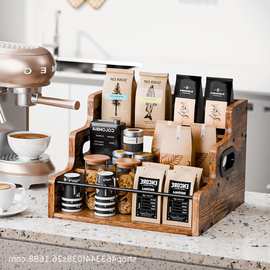 跨境木制调料架铁艺结合调味品收纳架台阶式展示收纳架展示架