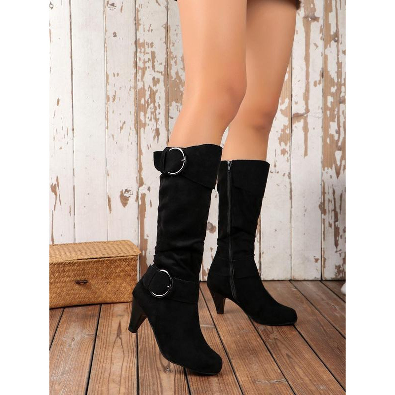 L 99019 Kitten Heel Over-The-Knee Boots with Buckle Straps for Women L 99019 Kitten Heel Over-The-Knee Boots with Buckle Straps for Women