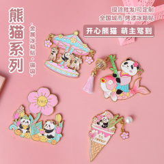 开心熊猫金属冰箱贴磁吸贴旅游景区纪念装饰创意礼品冰箱贴送礼