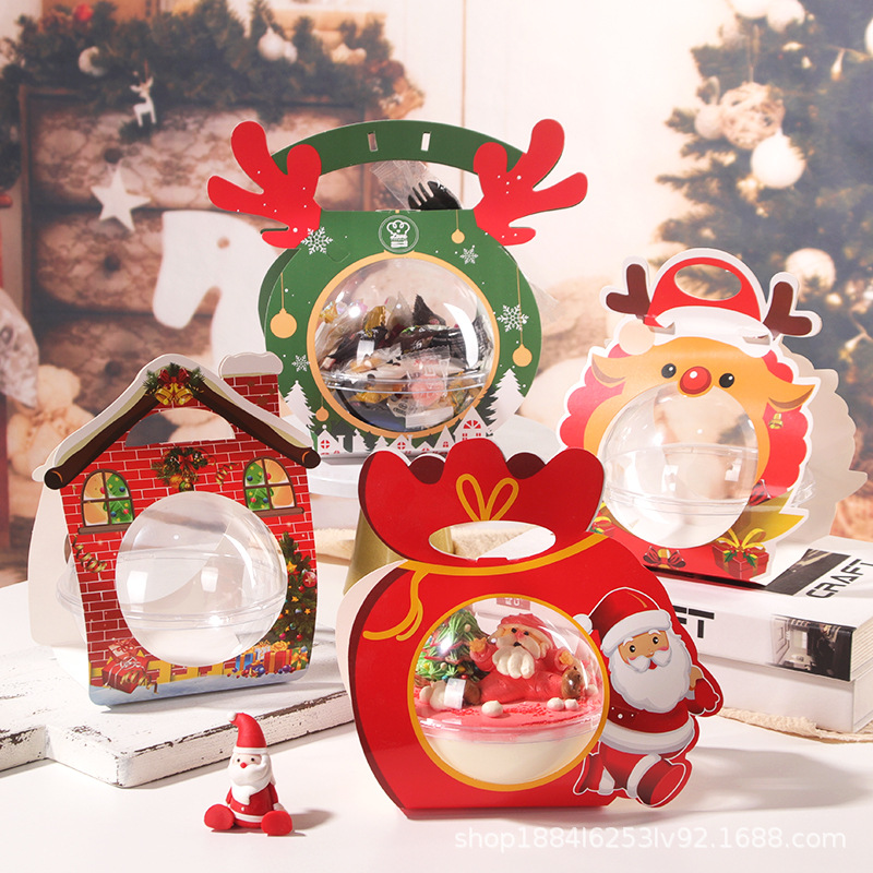 Navidad mousse bola caja de la torta Internet celebridad Nochebuena manzana caja de embalaje de galletas dulces caja de la bola de regalo portátil