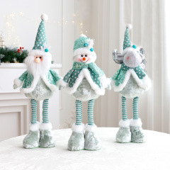 新しいクリスマス伸縮老人雪だるまヘラジカ人形は家庭のショーウインドーを飾って新年の子供プレゼント人形を飾っている