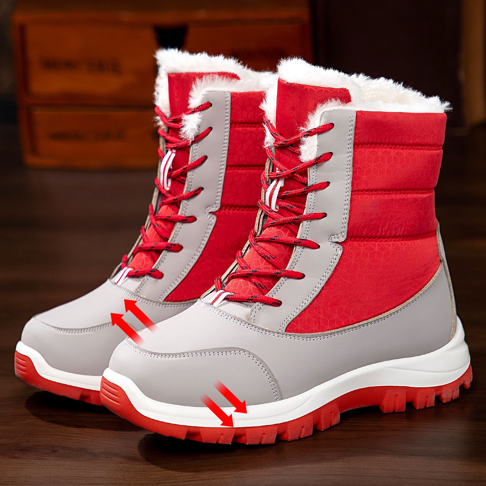 Botas de algodón, botas de poliuretano, botas de mujer, botas de algodón calientes, botas de nieve cómodas, botas