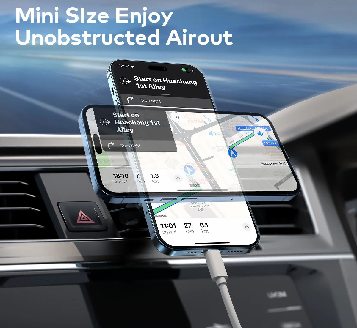 2024 new dashboard air outlet magsafe magnetic navigation car universal car magnetic ring mobile phone holder