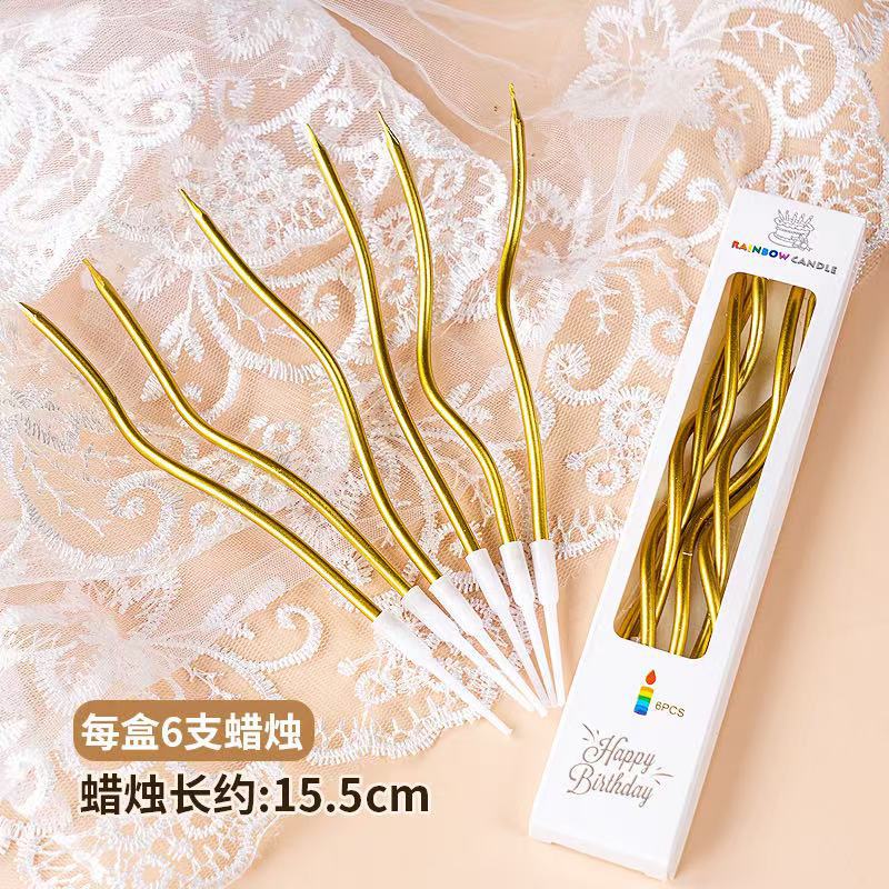 Red roja vela curva roja decoración de pastel Día de San Valentín Año nuevo vela curva espiral pastel de cumpleaños plug-in