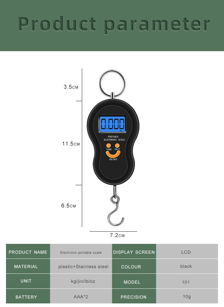 Kaynaktan fabrika taşınabilir elektronik terazi, hızlı kargo bagaj balık olta ağırlığı 50 kg, logo özelleştirmesi desteklenir