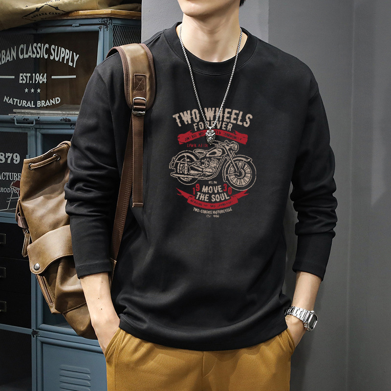 Heavy Weight 200g Long-Sleeved T-Shirt Men's 2025 Autum New Casual Men's Loose Large Size Bottoming Shirt