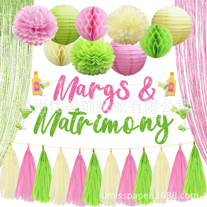 Bachelor Party Theme Bridal shower Party Decoration Background Wall Decoration Supplies Flag Balloon Tassel Paper Flower