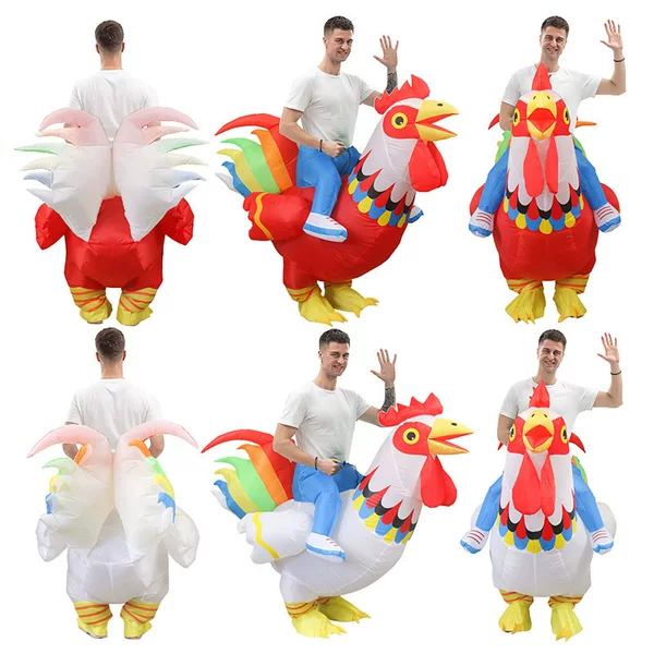Amazon Masquerade Costume Props Colorful Rooster Inflatable Suit Party Cosplay Doll Costume