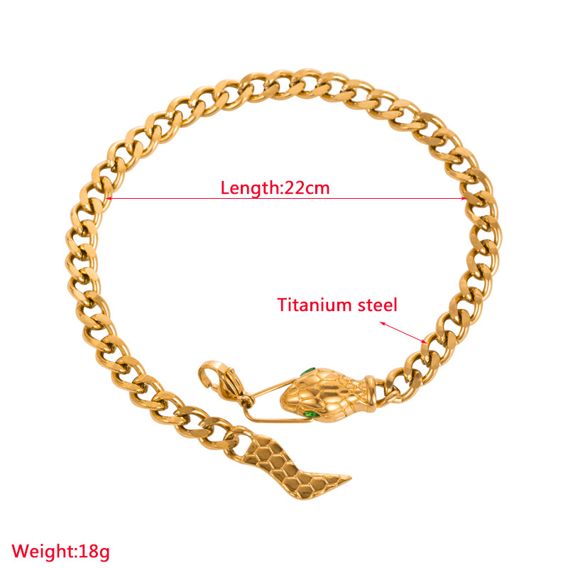 Retro Square Snake Titanium Steel Inlay Zircon Bracelets