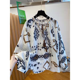 设计感波西米亚风高端棉麻上衣女2025新款亚麻防晒长袖衬衫上衣夏