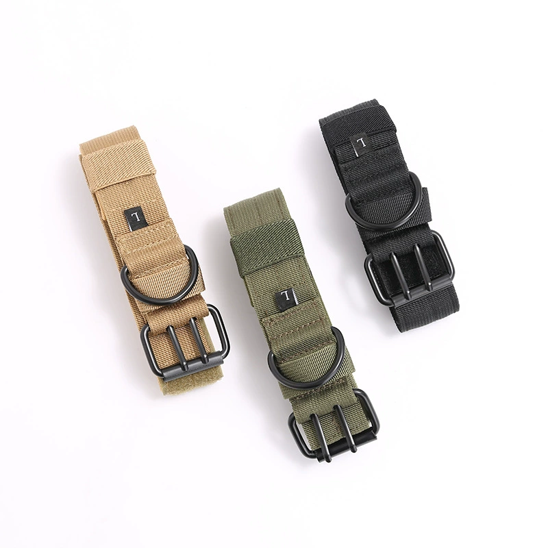 Тактический нейлоновый ошейник для собак с пятиступенчатой регулировкой, пряжкой-защелкой, ошейник для крупных собак, регулируемый ошейник для животных.