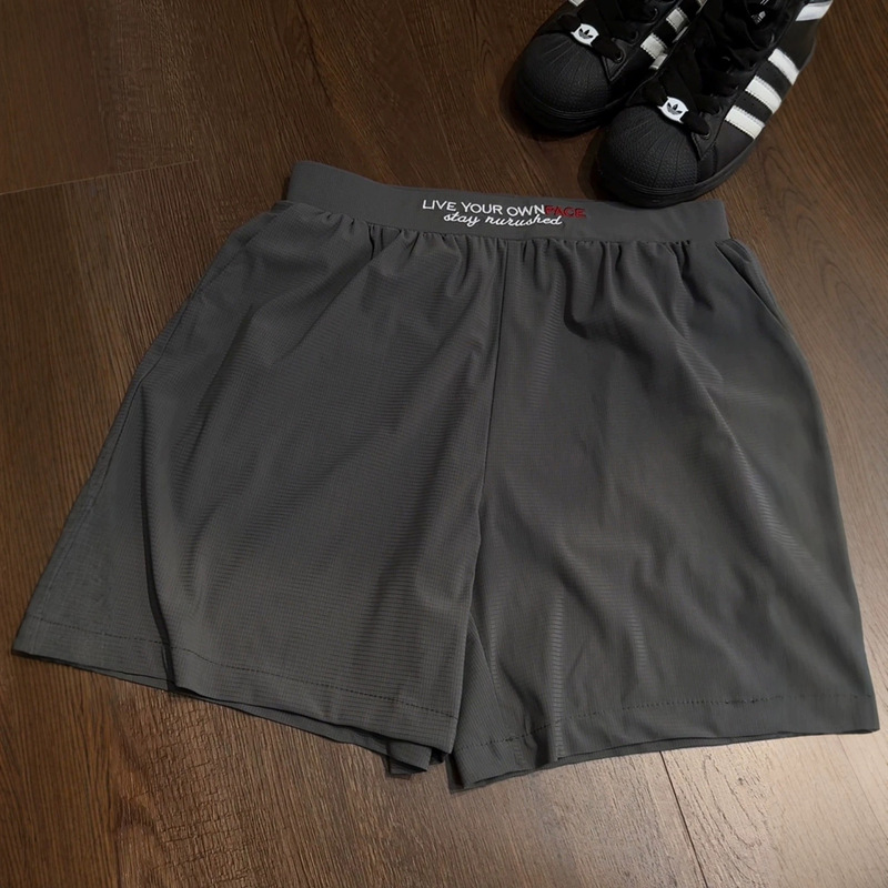 Men's Summer Luxury Textured Ice Silk Quick-Dry Shorts with Embroidery, Straight Loose Fit, Four-Quarter Length Pants Men's Summer Luxury Textured Ice Silk Quick-Dry Shorts with Embroidery, Straight Loose Fit, Four-Quarter Length Pants