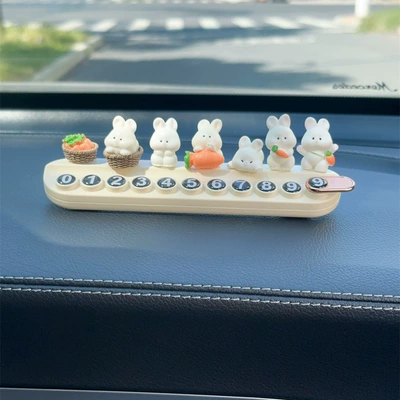 Car Temporary Parking Mobile Phone Nömrəli dayanma kartı - carrot-basket-6-carrot-rabbits-beige-aromatherapy-parking-plate