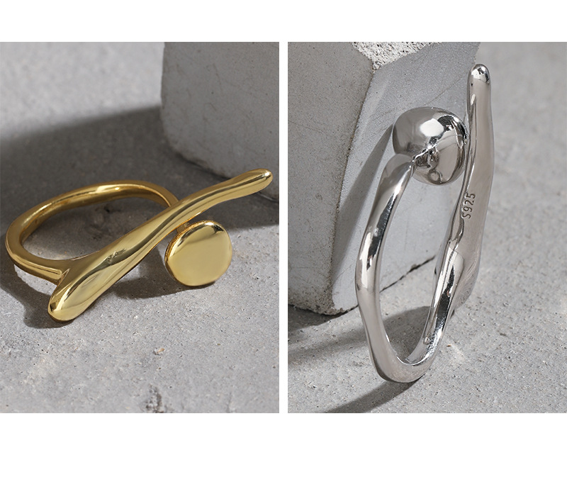 Korean niche design irregular wrong side S925 sterling silver open ring female