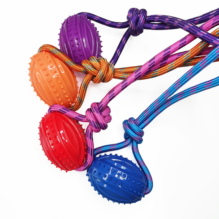 Mascota mordedura cuerda de juguete mordedura de dientes de nylon cuerda de rugby mano de entrenamiento de juguete perro de juguete fabricante
