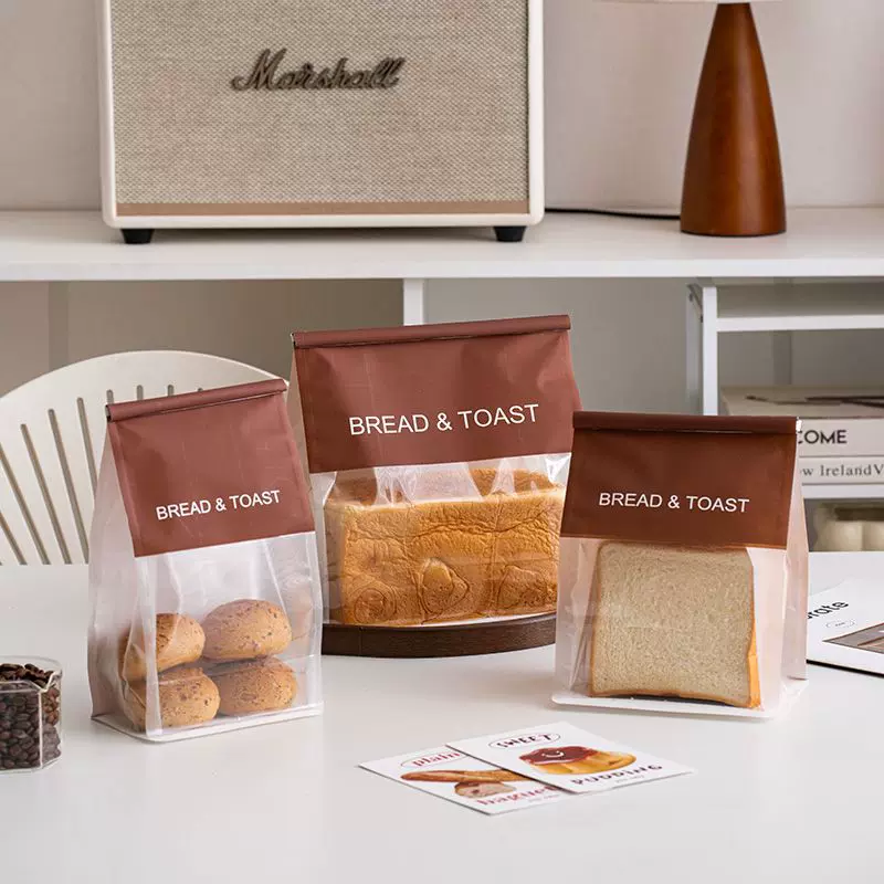棕色吐司袋牛皮纸开窗面包袋麻薯饼干糕点食品自封卷边烘焙打包袋