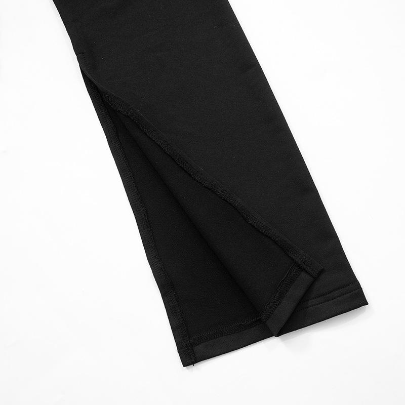 Women Clothing Sexy Slim Fit Solid Color round Neck Split Cuff Maxi Dress